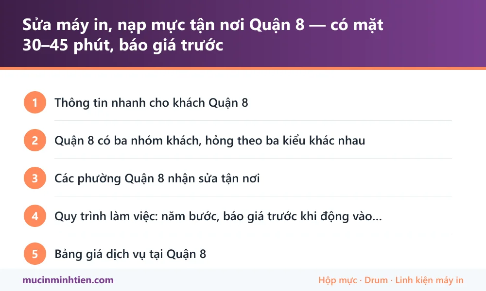 Các bước làm việc khi sửa máy in tận nơi tại Quận 8
